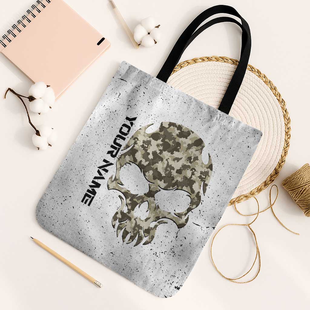 Personalized Camouflage Skull and American Flag Darts Tote Bag - Wonder Print Shop