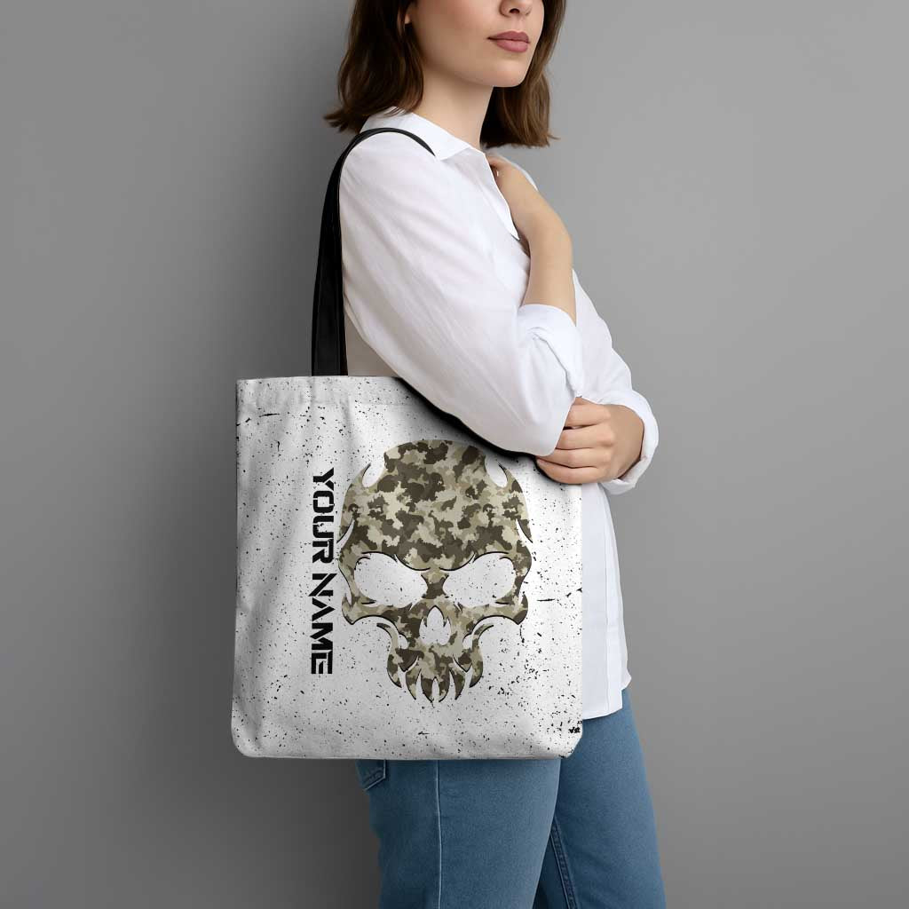 Personalized Camouflage Skull and American Flag Darts Tote Bag - Wonder Print Shop