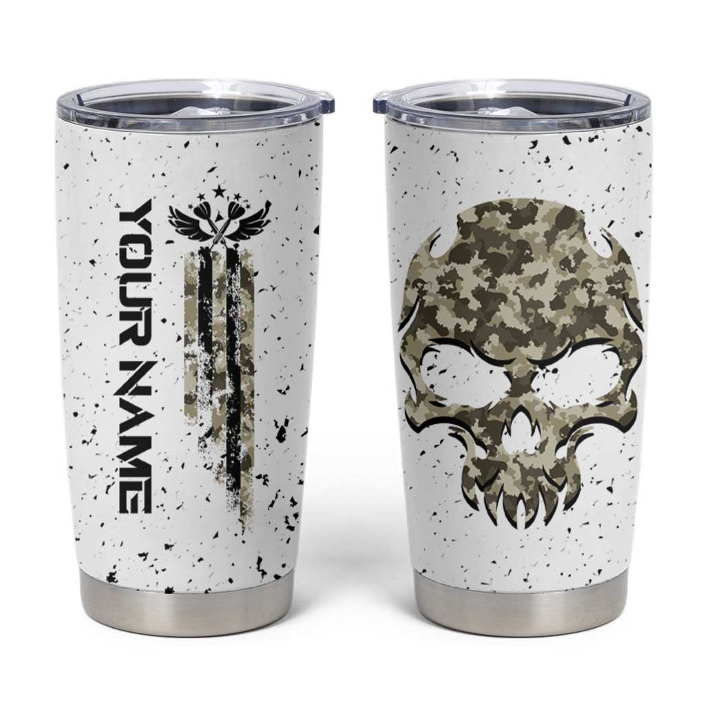 Personalized Camouflage Skull and American Flag Darts Tumbler Cup - Wonder Print Shop