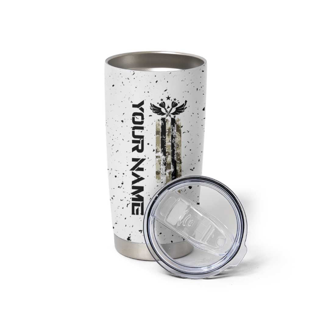 Personalized Camouflage Skull and American Flag Darts Tumbler Cup - Wonder Print Shop