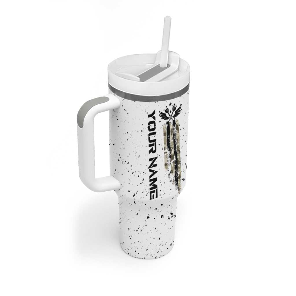 Personalized Camouflage Skull and American Flag Darts Tumbler With Handle - Wonder Print Shop