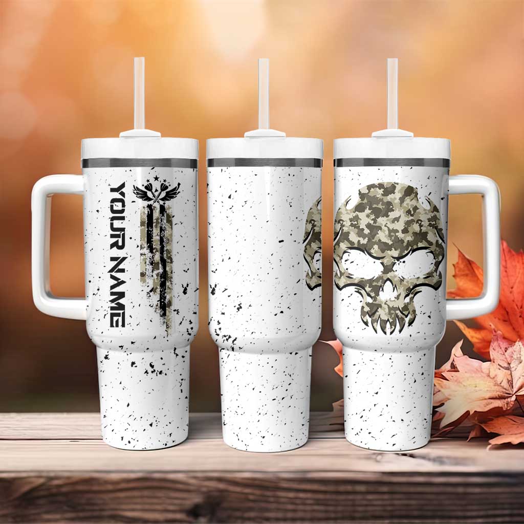 Personalized Camouflage Skull and American Flag Darts Tumbler With Handle - Wonder Print Shop