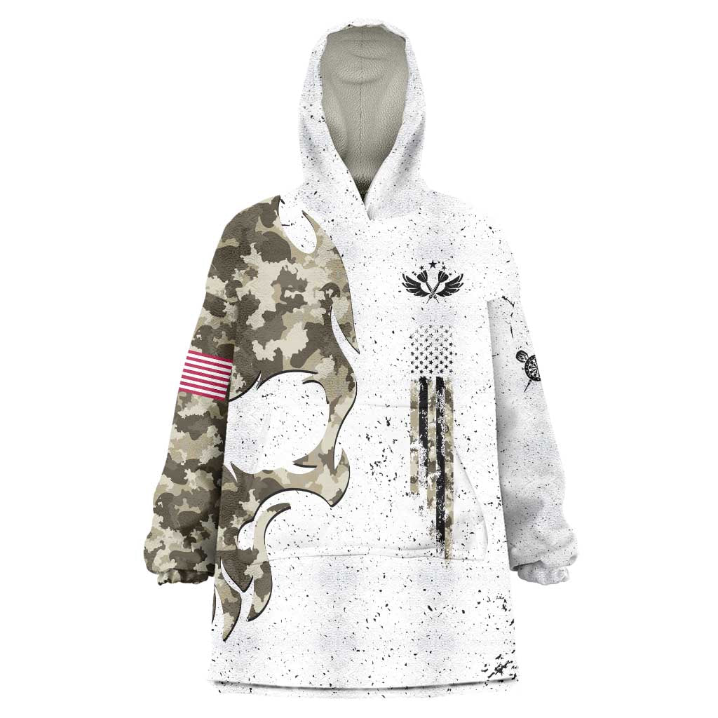 Personalized Camouflage Skull and American Flag Darts Wearable Blanket Hoodie - Wonder Print Shop