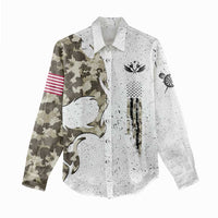 Personalized Camouflage Skull and American Flag Darts Women Casual Shirt - Wonder Print Shop