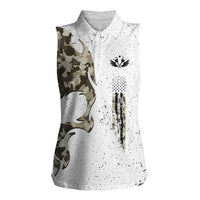 Personalized Camouflage Skull and American Flag Darts Women Sleeveless Polo Shirt - Wonder Print Shop