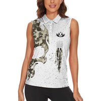 Personalized Camouflage Skull and American Flag Darts Women Sleeveless Polo Shirt - Wonder Print Shop