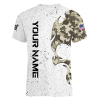 Personalized Camouflage Skull and American Flag Darts Women V-Neck T-Shirt - Wonder Print Shop