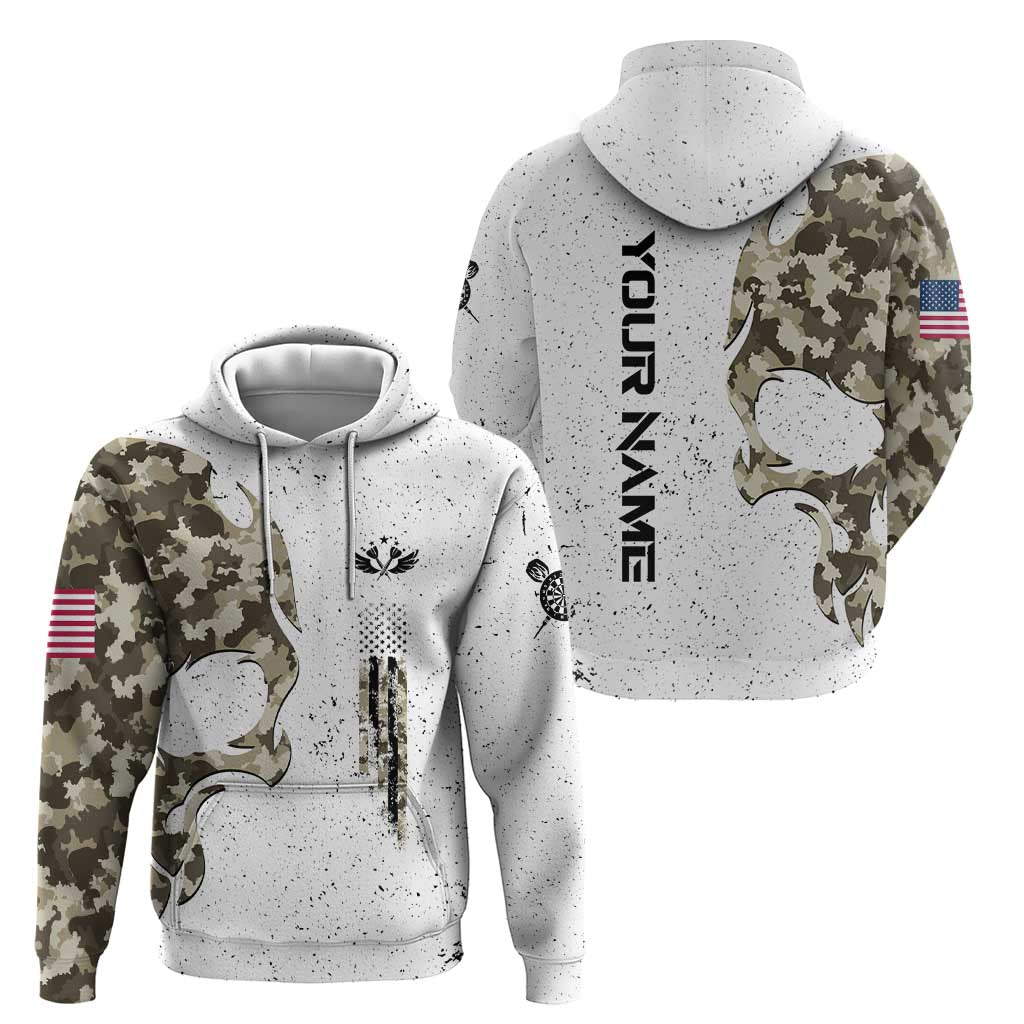 Personalized Camouflage Skull and American Flag Darts Zip Hoodie - Wonder Print Shop