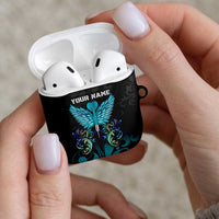 Personalized Elegant Wings and Dartboard Design AirPods Case with Swirling Floral Patterns - Wonder Print Shop