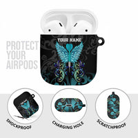 Personalized Elegant Wings and Dartboard Design AirPods Case with Swirling Floral Patterns - Wonder Print Shop