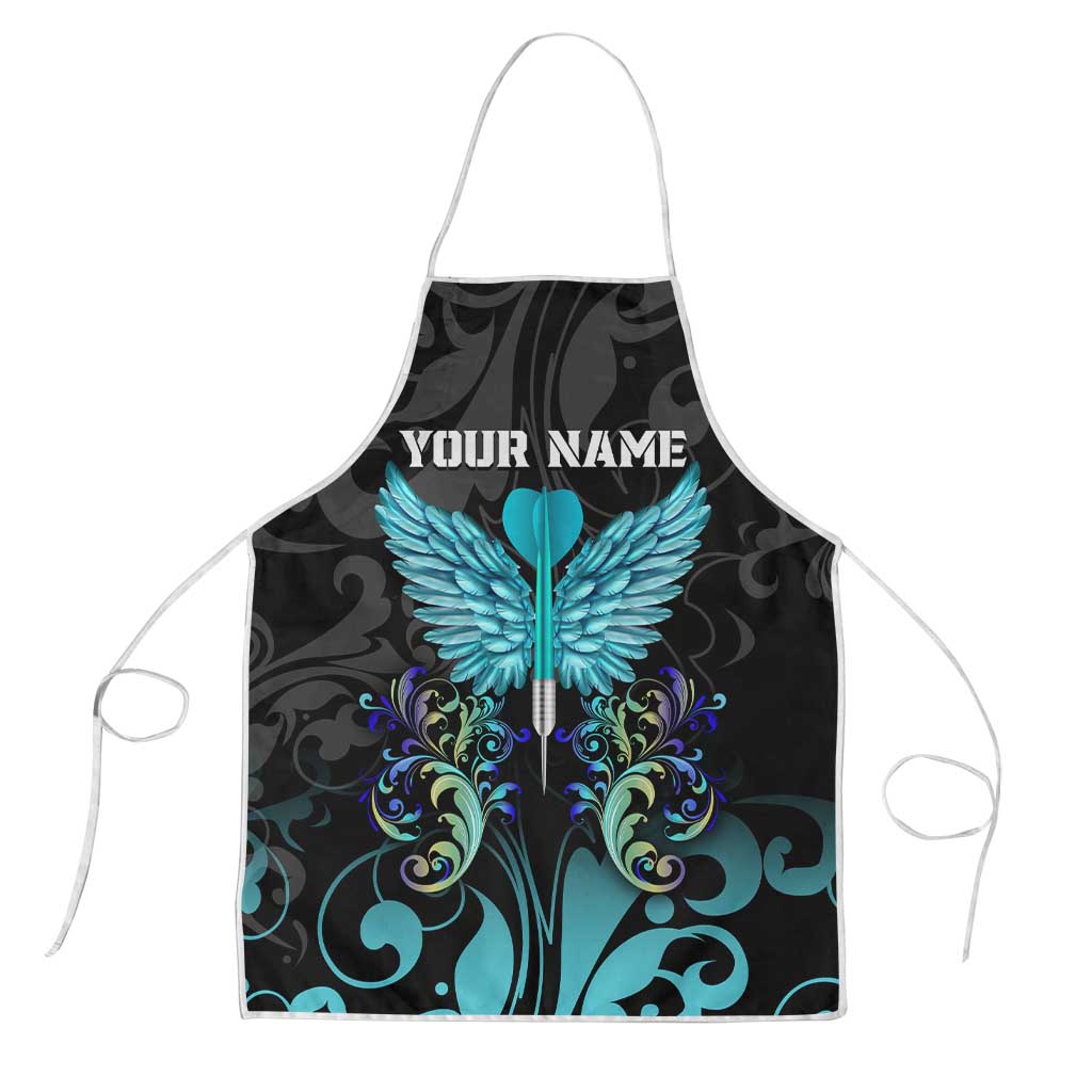 Personalized Elegant Wings and Dartboard Design Apron with Swirling Floral Patterns - Wonder Print Shop