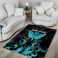 Personalized Elegant Wings and Dartboard Design Area Rug with Swirling Floral Patterns - Wonder Print Shop