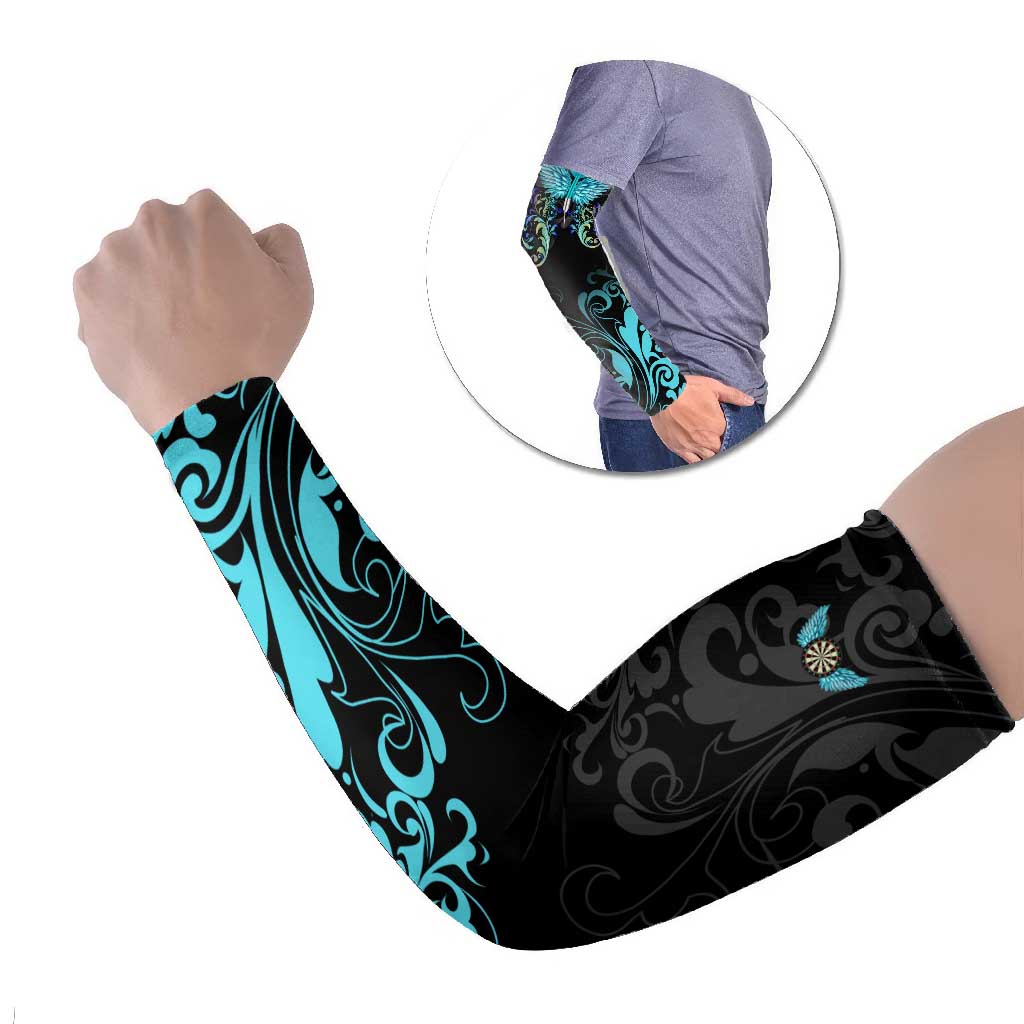 Personalized Elegant Wings and Dartboard Design Arm Sleeves with Swirling Floral Patterns - Wonder Print Shop