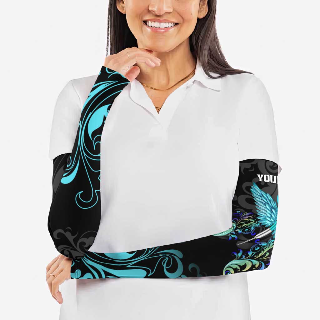 Personalized Elegant Wings and Dartboard Design Arm Sleeves with Swirling Floral Patterns - Wonder Print Shop