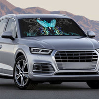 Personalized Elegant Wings and Dartboard Design Auto Sun Shade with Swirling Floral Patterns - Wonder Print Shop