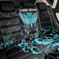 Personalized Elegant Wings and Dartboard Design Back Car Seat Cover with Swirling Floral Patterns - Wonder Print Shop
