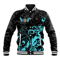 Personalized Elegant Wings and Dartboard Design Baseball Jacket with Swirling Floral Patterns - Wonder Print Shop