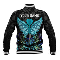 Personalized Elegant Wings and Dartboard Design Baseball Jacket with Swirling Floral Patterns - Wonder Print Shop