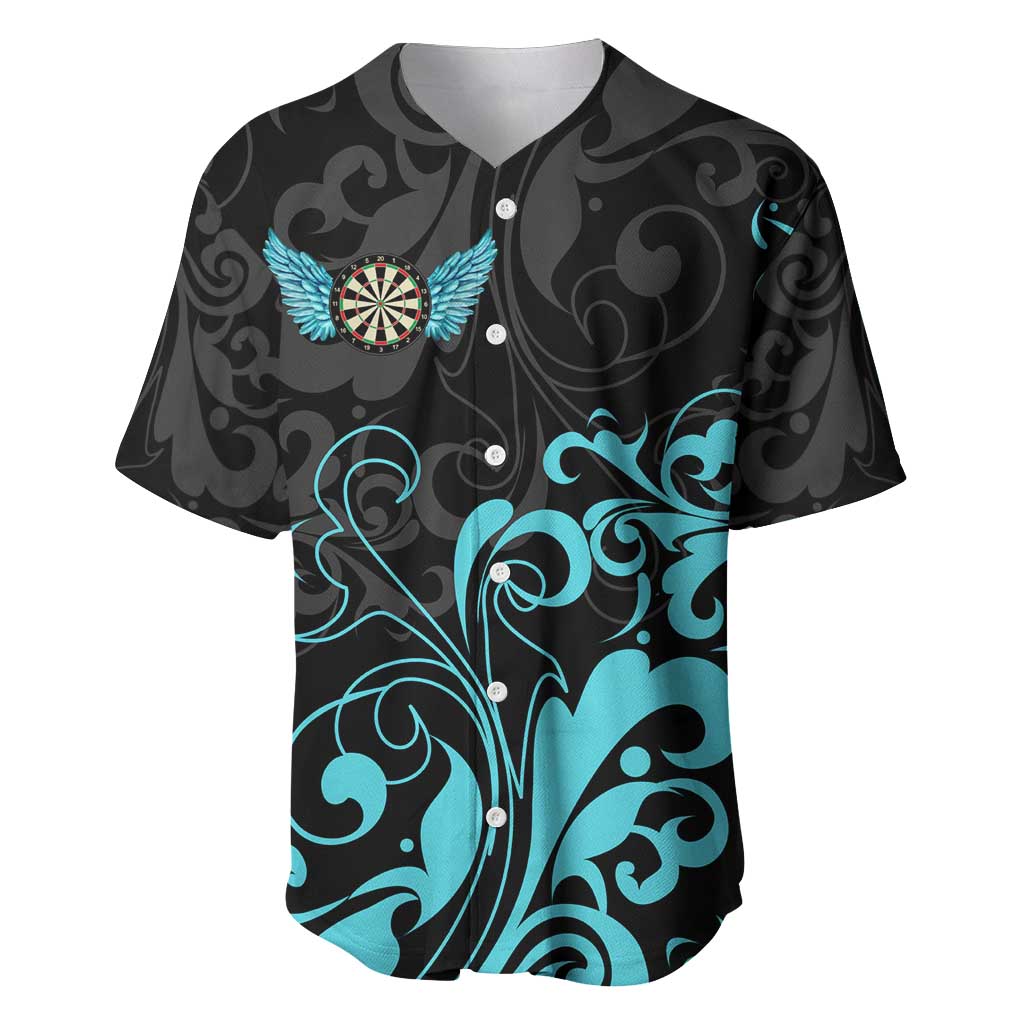 Personalized Elegant Wings and Dartboard Design Baseball Jersey with Swirling Floral Patterns - Wonder Print Shop