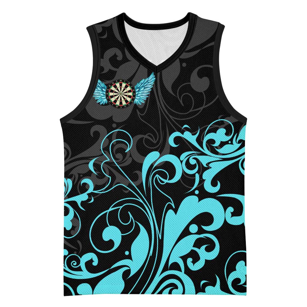Personalized Elegant Wings and Dartboard Design Basketball Jersey with Swirling Floral Patterns - Wonder Print Shop