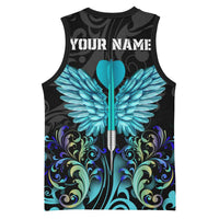 Personalized Elegant Wings and Dartboard Design Basketball Jersey with Swirling Floral Patterns - Wonder Print Shop