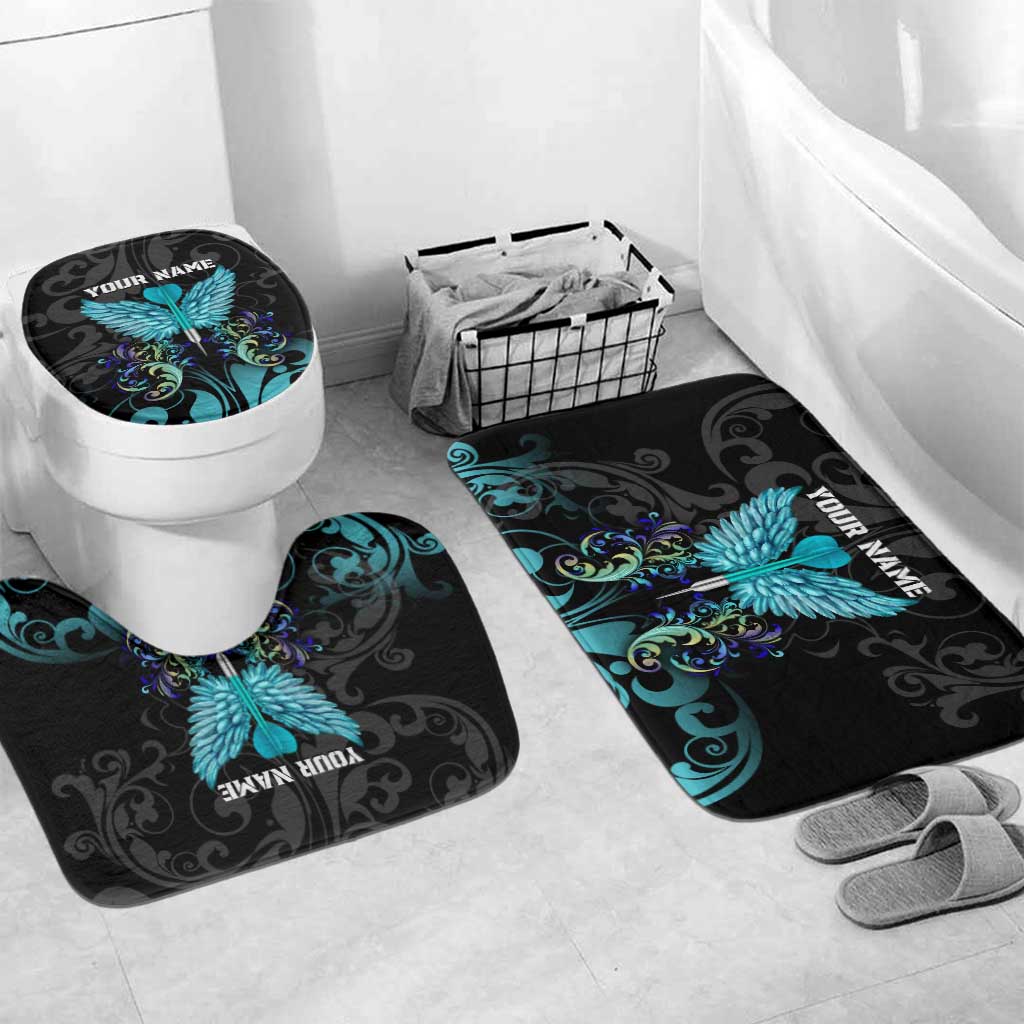 Personalized Elegant Wings and Dartboard Design Bathroom Set with Swirling Floral Patterns - Wonder Print Shop