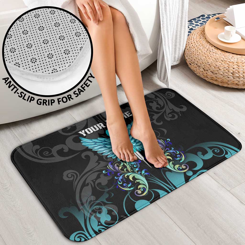 Personalized Elegant Wings and Dartboard Design Bathroom Set with Swirling Floral Patterns - Wonder Print Shop