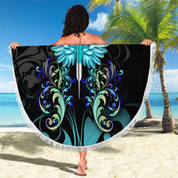Personalized Elegant Wings and Dartboard Design Beach Blanket with Swirling Floral Patterns - Wonder Print Shop