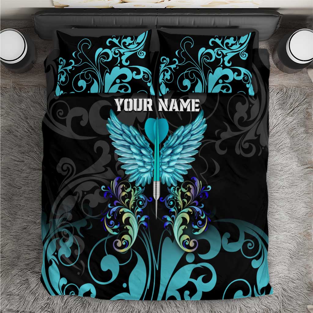 Personalized Elegant Wings and Dartboard Design Bedding Set with Swirling Floral Patterns - Wonder Print Shop