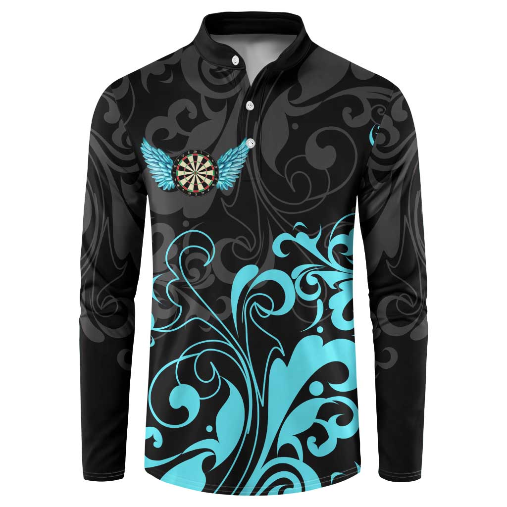 Personalized Elegant Wings and Dartboard Design Button Sweatshirt with Swirling Floral Patterns - Wonder Print Shop