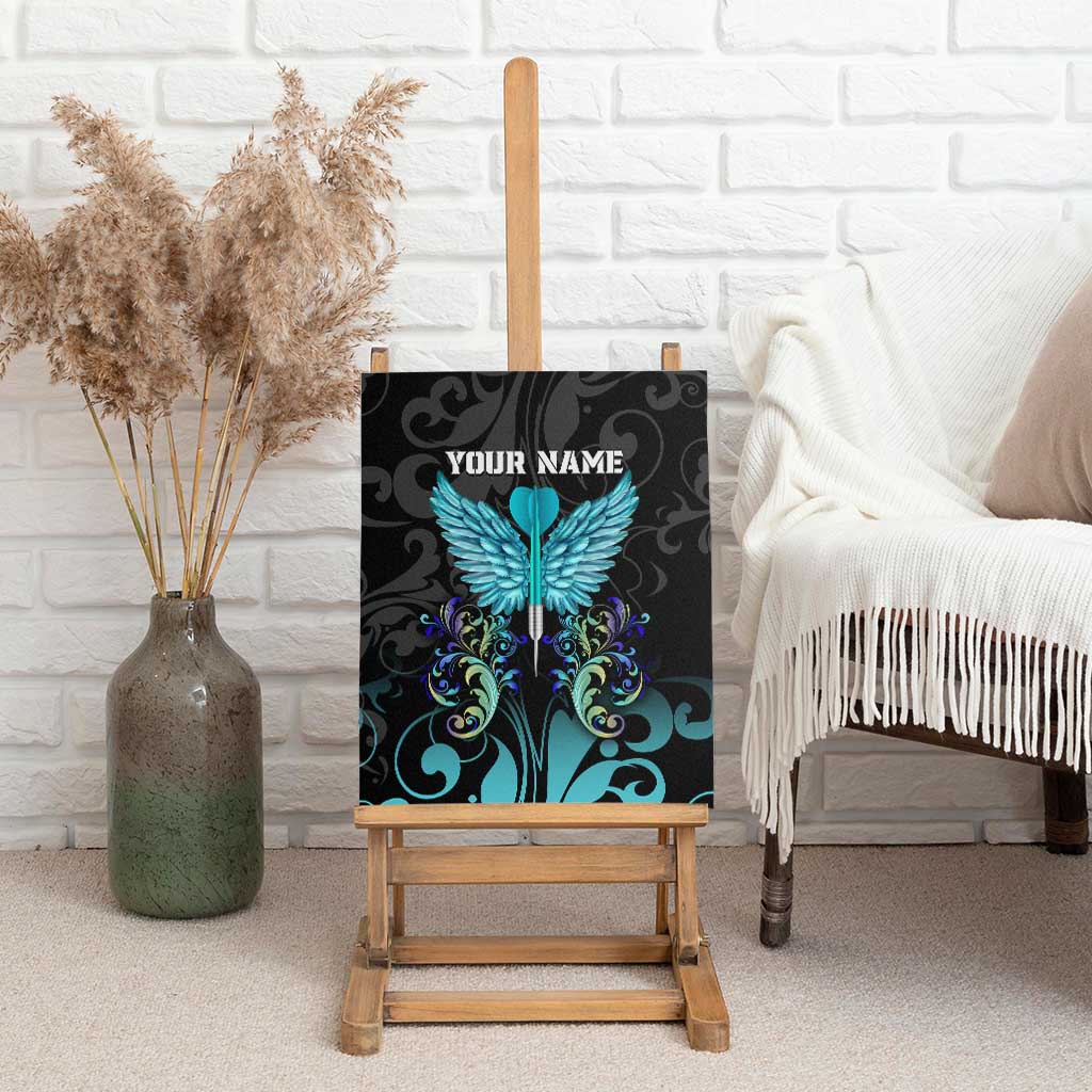 Personalized Elegant Wings and Dartboard Design Canvas Wall Art with Swirling Floral Patterns - Wonder Print Shop