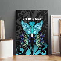 Personalized Elegant Wings and Dartboard Design Canvas Wall Art with Swirling Floral Patterns - Wonder Print Shop