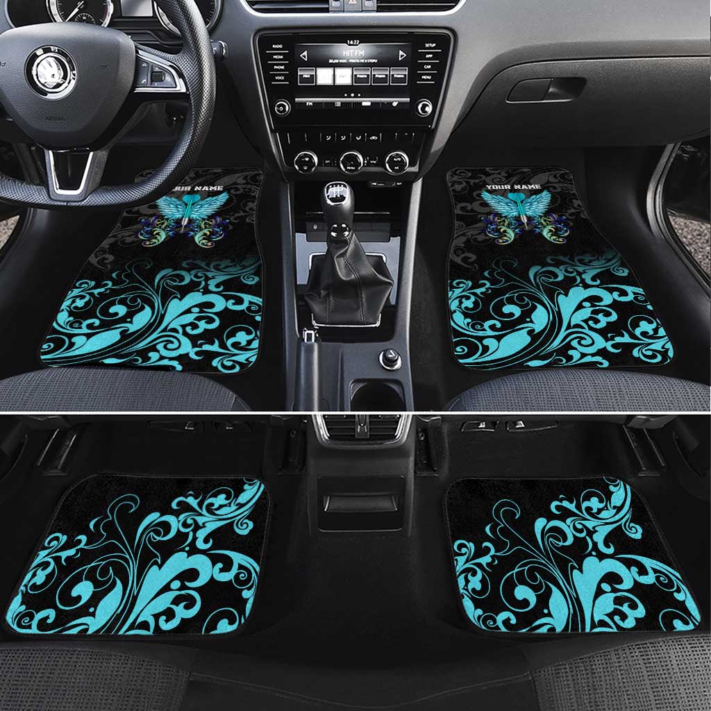 Personalized Elegant Wings and Dartboard Design Car Mats with Swirling Floral Patterns - Wonder Print Shop