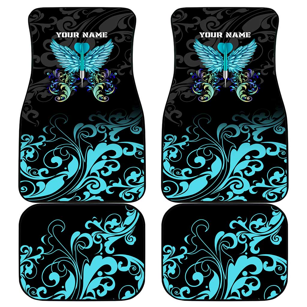 Personalized Elegant Wings and Dartboard Design Car Mats with Swirling Floral Patterns - Wonder Print Shop