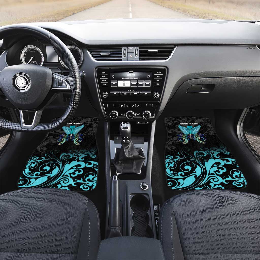 Personalized Elegant Wings and Dartboard Design Car Mats with Swirling Floral Patterns - Wonder Print Shop