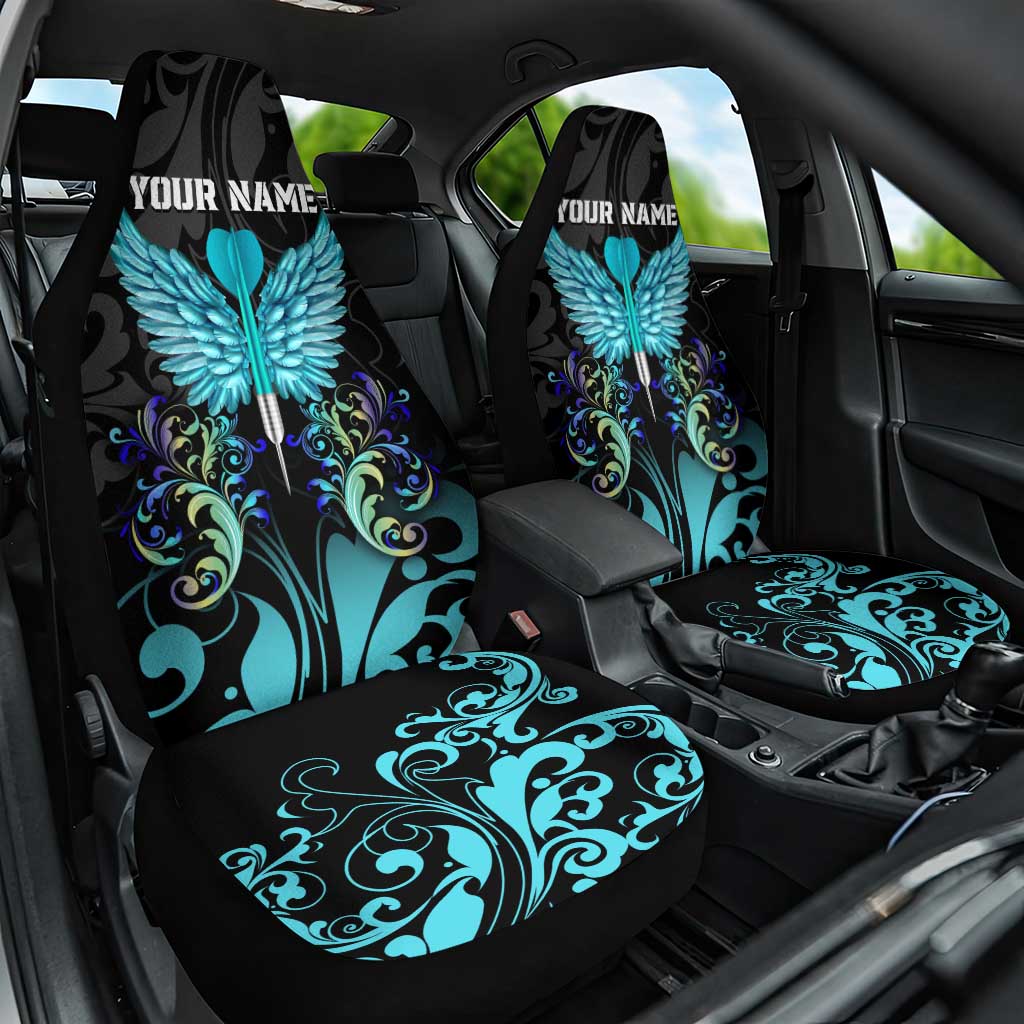 Personalized Elegant Wings and Dartboard Design Car Seat Cover with Swirling Floral Patterns - Wonder Print Shop