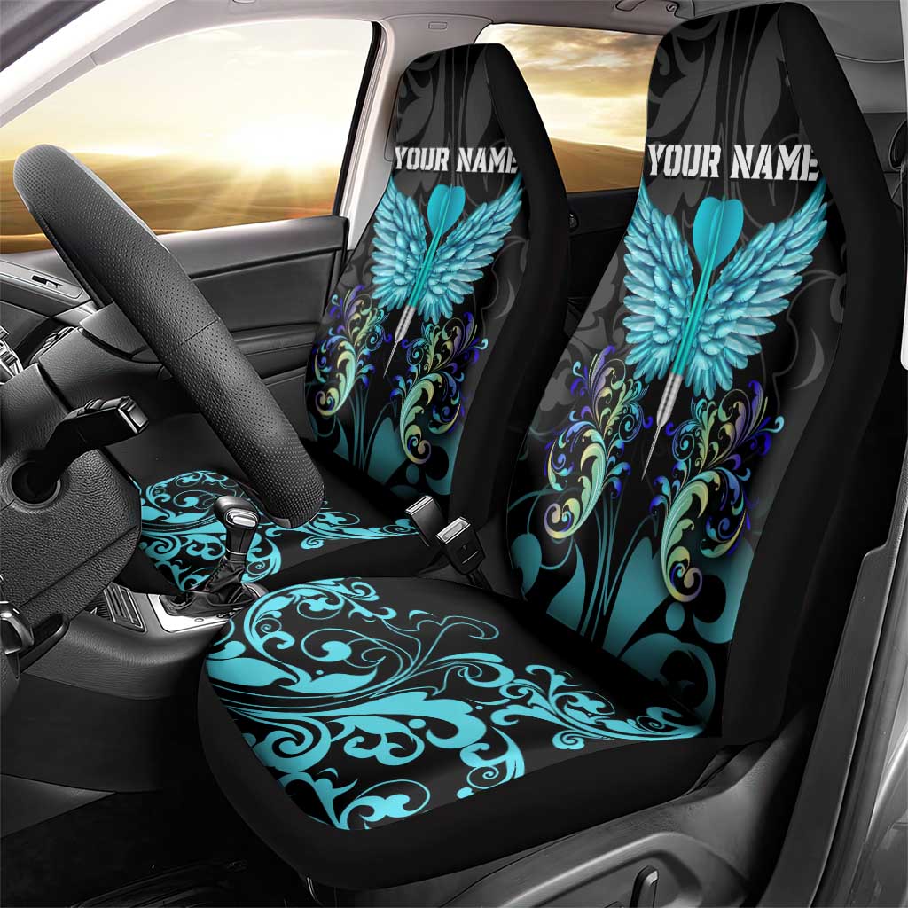 Personalized Elegant Wings and Dartboard Design Car Seat Cover with Swirling Floral Patterns - Wonder Print Shop