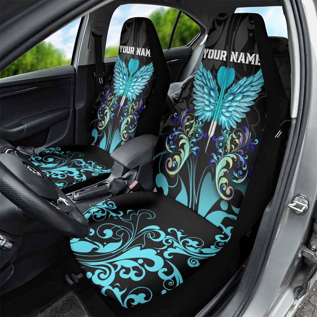 Personalized Elegant Wings and Dartboard Design Car Seat Cover with Swirling Floral Patterns - Wonder Print Shop