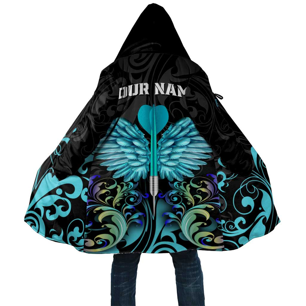 Personalized Elegant Wings and Dartboard Design Cloak with Swirling Floral Patterns - Wonder Print Shop