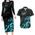 Personalized Elegant Wings and Dartboard Design Couples Matching Long Sleeve Bodycon Dress and Hawaiian Shirt with Swirling Floral Patterns - Wonder Print Shop