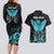 Personalized Elegant Wings and Dartboard Design Couples Matching Long Sleeve Bodycon Dress and Hawaiian Shirt with Swirling Floral Patterns - Wonder Print Shop