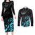 Personalized Elegant Wings and Dartboard Design Couples Matching Long Sleeve Bodycon Dress and Long Sleeve Button Shirt with Swirling Floral Patterns - Wonder Print Shop