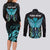 Personalized Elegant Wings and Dartboard Design Couples Matching Long Sleeve Bodycon Dress and Long Sleeve Button Shirt with Swirling Floral Patterns - Wonder Print Shop