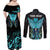 Personalized Elegant Wings and Dartboard Design Couples Matching Off Shoulder Maxi Dress and Long Sleeve Button Shirt with Swirling Floral Patterns - Wonder Print Shop