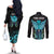 Personalized Elegant Wings and Dartboard Design Couples Matching Off The Shoulder Long Sleeve Dress and Long Sleeve Button Shirt with Swirling Floral Patterns - Wonder Print Shop