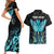 Personalized Elegant Wings and Dartboard Design Couples Matching Short Sleeve Bodycon Dress and Hawaiian Shirt with Swirling Floral Patterns - Wonder Print Shop