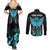 Personalized Elegant Wings and Dartboard Design Couples Matching Summer Maxi Dress and Long Sleeve Button Shirt with Swirling Floral Patterns - Wonder Print Shop