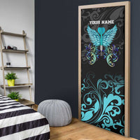 Personalized Elegant Wings and Dartboard Design Door Cover with Swirling Floral Patterns - Wonder Print Shop