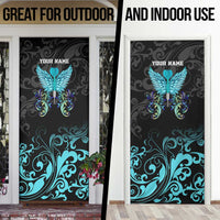 Personalized Elegant Wings and Dartboard Design Door Cover with Swirling Floral Patterns - Wonder Print Shop
