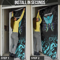 Personalized Elegant Wings and Dartboard Design Door Cover with Swirling Floral Patterns - Wonder Print Shop